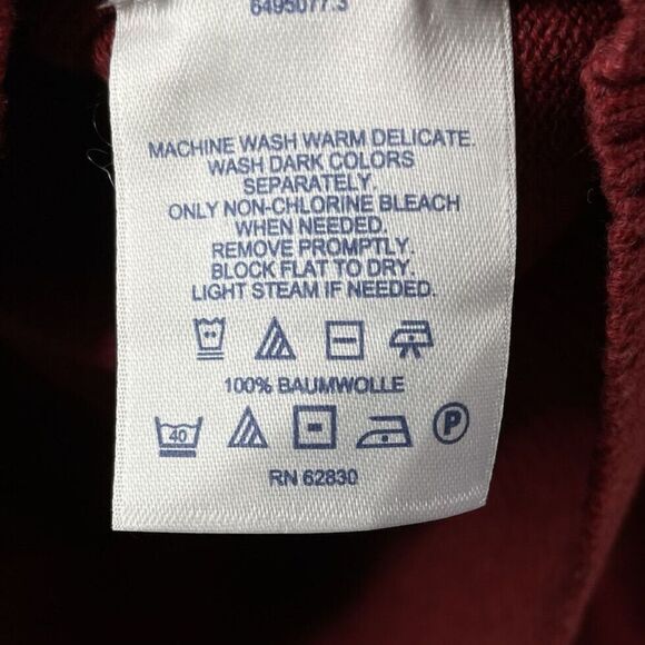 LANDS END Sweater Mens Medium 38-40 Red V-Neck Pullover 100% Cotton - Picture 5 of 5